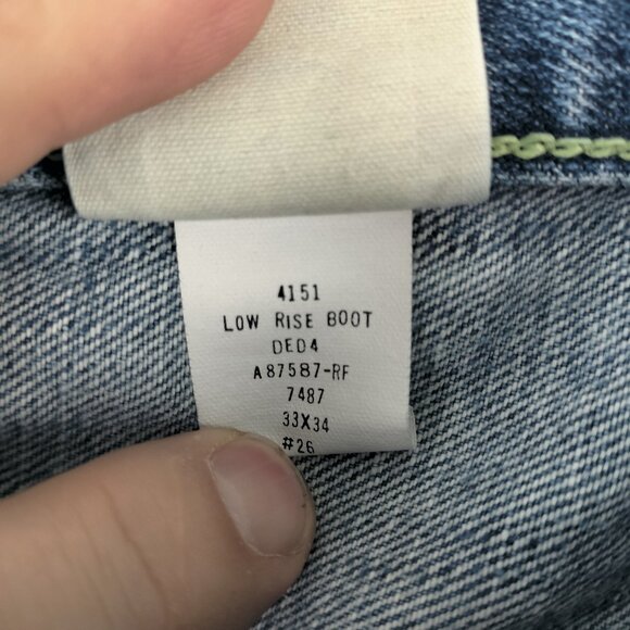 Abercrombie Fitch Mens Low Rise Boot Cut Jeans Size 33x34 Blue denim Distressed - Picture 13 of 16